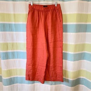 Tahari Linen Wide Leg Pants Peach Coral Sz Large